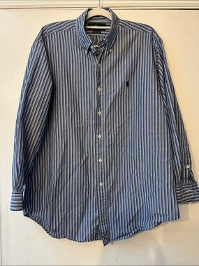 Ralph Lauren Navy & White Vertical Stripe Button-Down Shirt